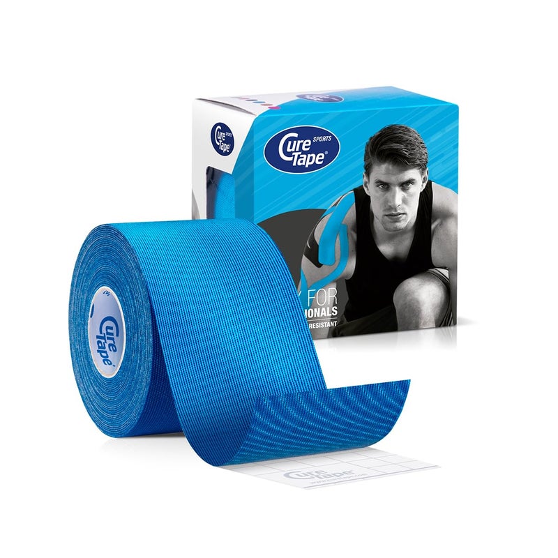 CureTape Sports | Kinesiology Tape for Muscle & Joint Pain | Elastic Therapeutic Tape | Waterproof Athletic Tape | Medical K Tape | 30% Stronger Adhesion | Blue | 2inx16ft | (Pack of 1) - Image 1